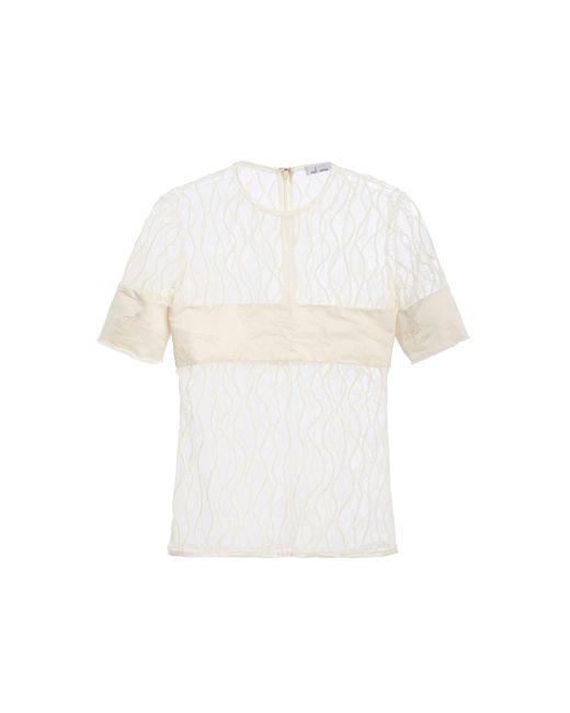 Mel Usine White Perrine Cotton-Blend Intarsia Banner Tee