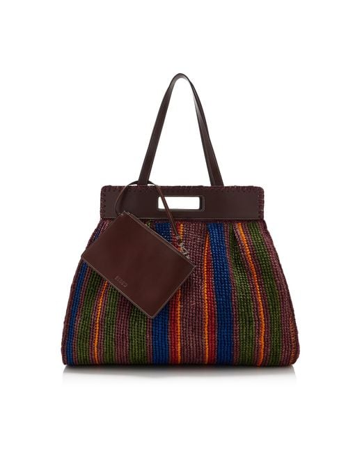 Staud Red Rue Raffia Tote Bag