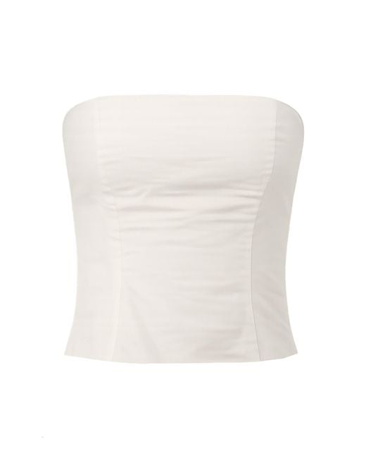 St. Agni White Raw Minimal Bodice Silk Top
