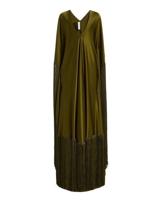 Oscar de la Renta Green Fringed Caftan