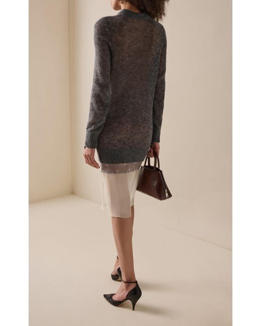 Coperni Gray Layered Wool-Blend Midi Dress