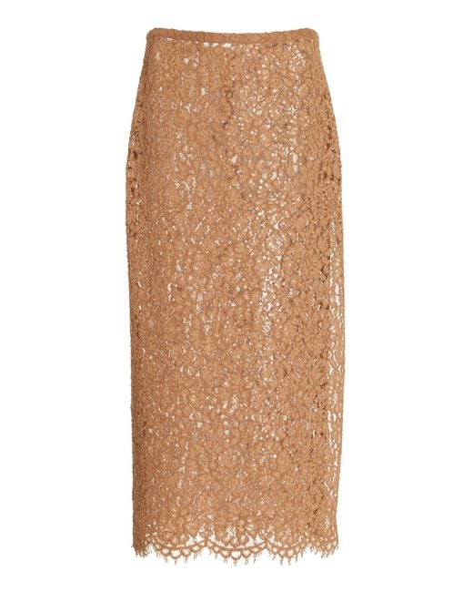 Michael Kors Natural Sequined Lace Midi Skirt