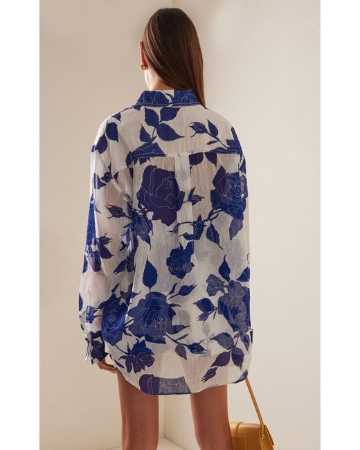 Aje. Blue Belonging Oversized Linen-silk Shirt