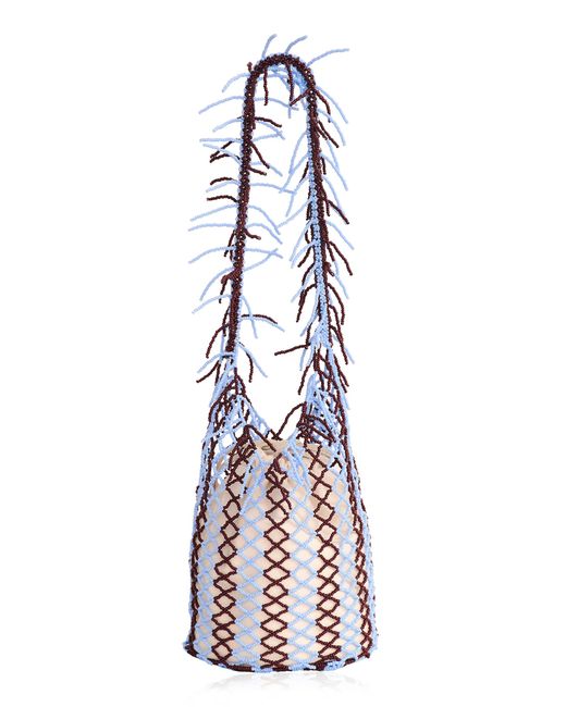 LIKE A BIRD White Festiva And Espresso Mist Beaded Bag