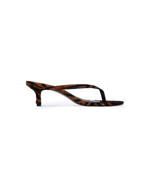 Black Suede Studio Brown Tash Zebra Pony Hair Sandals
