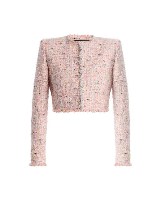 Balmain Pink Tweed Cropped Spencer Jacket