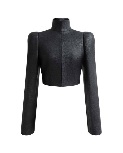 Alaïa Black High-Neck Leather Jacket