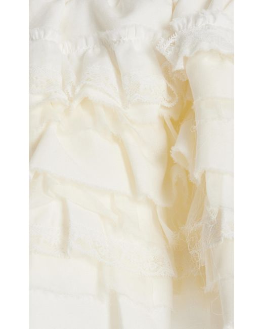 Miu Miu White Ruffled Cotton-linen Mini Skirt