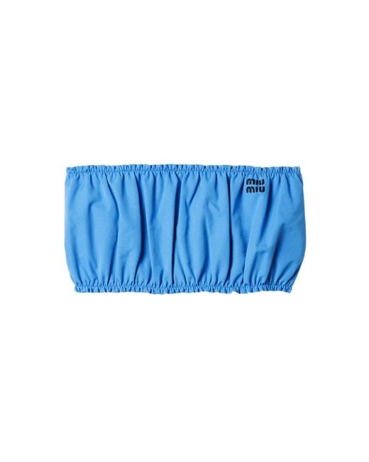 Miu Miu Blue Cotton Bandeau Top