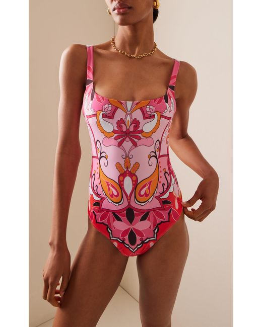 Cin Cin Pink Ballet Square Neck One-piece Swimsuit