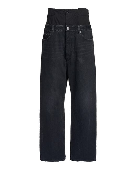 Balenciaga Black Double-waist Rigid Drop-rise Wide-leg Jeans