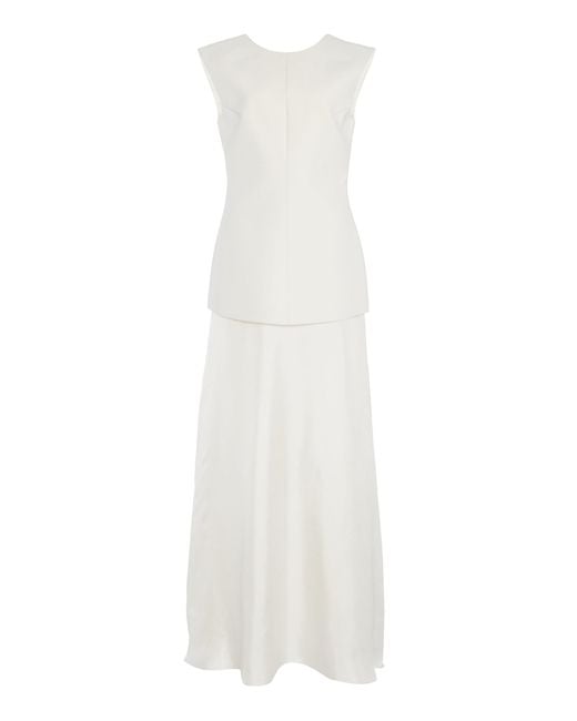 Rohe White Silk-detailed Wool-blend Open-back Dress