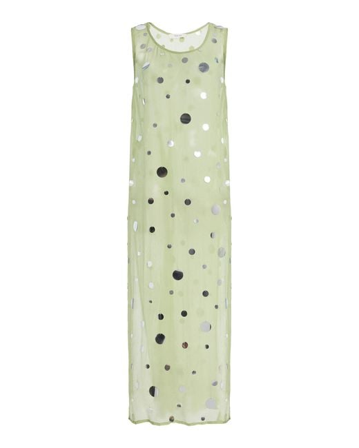 Chan Luu Green Exclusive La Isla Sequined Silk-Chiffon Tunic
