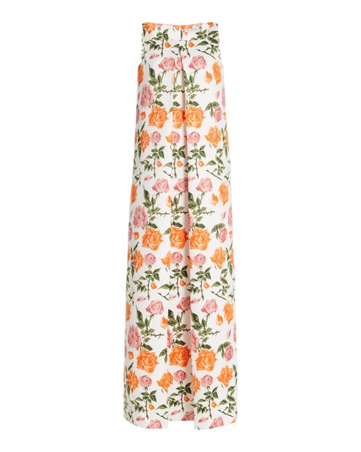 Emilia Wickstead Orange Julie Pleated Crepe Maxi Dress