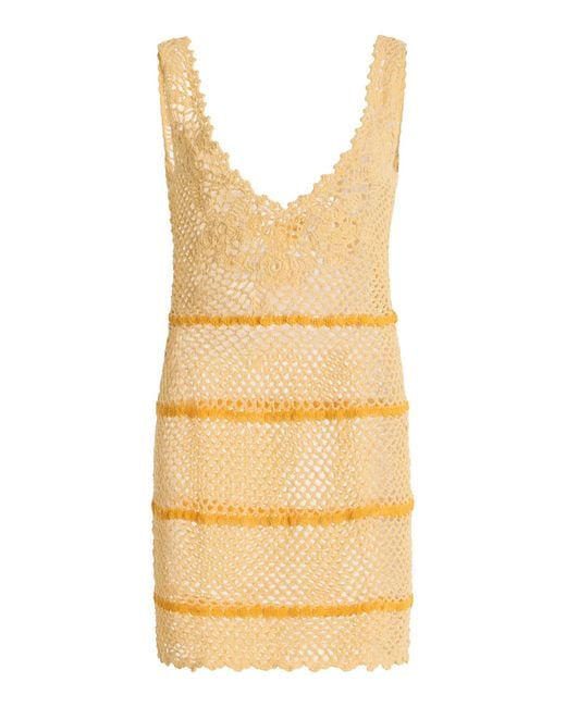 Akoia Swim Yellow Exclusive Nata Crocheted Cotton Mini Dress