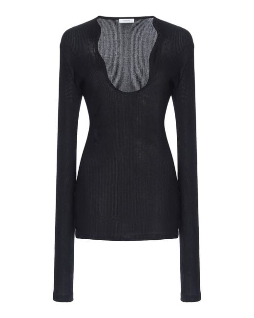 Ferragamo Black Cutaway Cotton Top