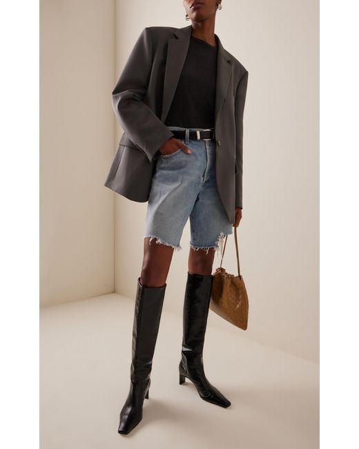 Agolde Blue Indra Denim Knee Shorts