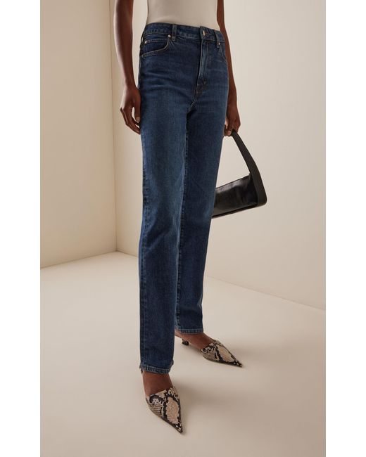 FRAME Blue The Ruler High-Rise Straight-Leg Jeans