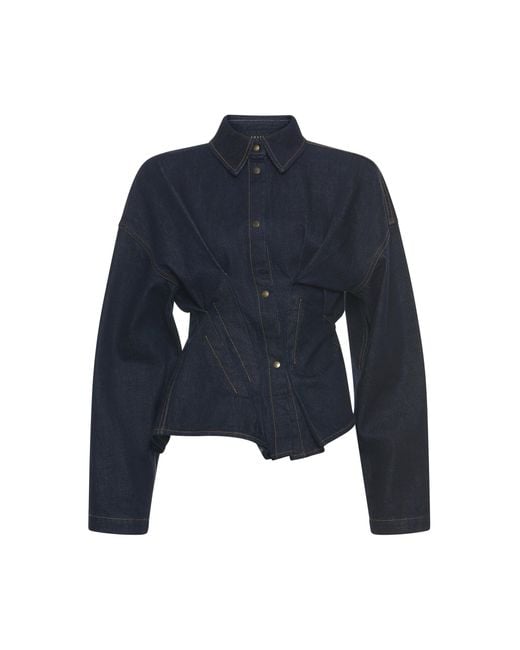 A.W.A.K.E. MODE Blue Twisted Denim Shirt