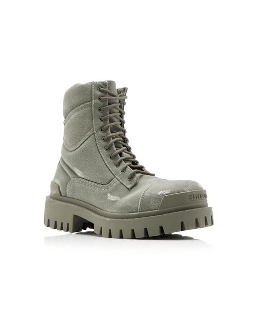 Balenciaga Strike Canvas Combat Boots in Green | Lyst
