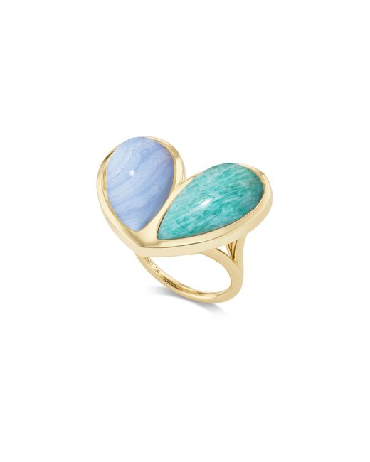 Gemella Jewels Blue Mega Sweetheart 18K Agate And Amazonite Ring