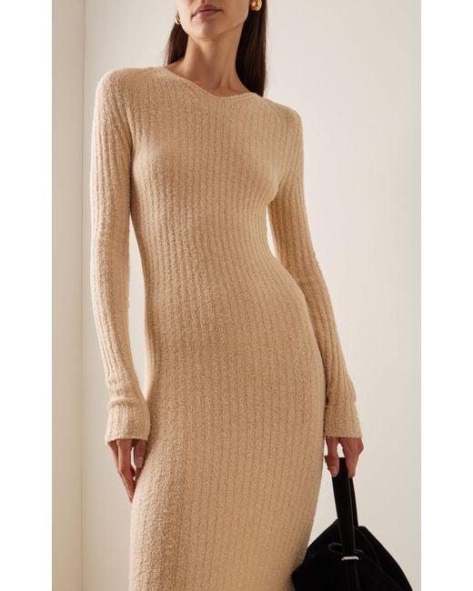 Totême  Natural Ribbed Wool-blend Maxi Dress