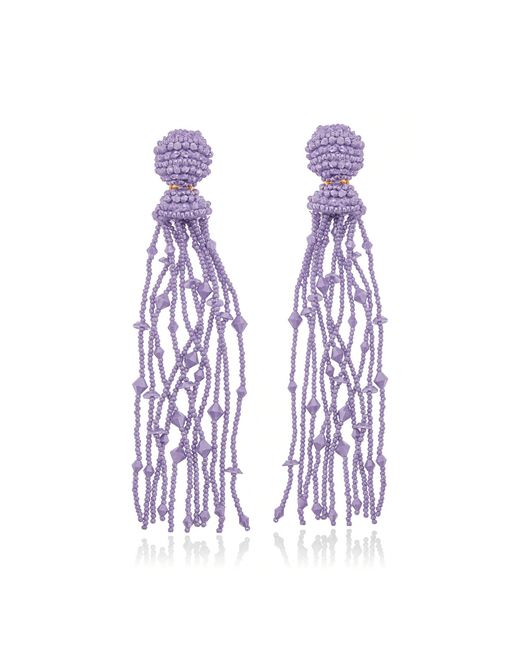 Carolina Herrera Orange Beaded Long Tassel Earrings