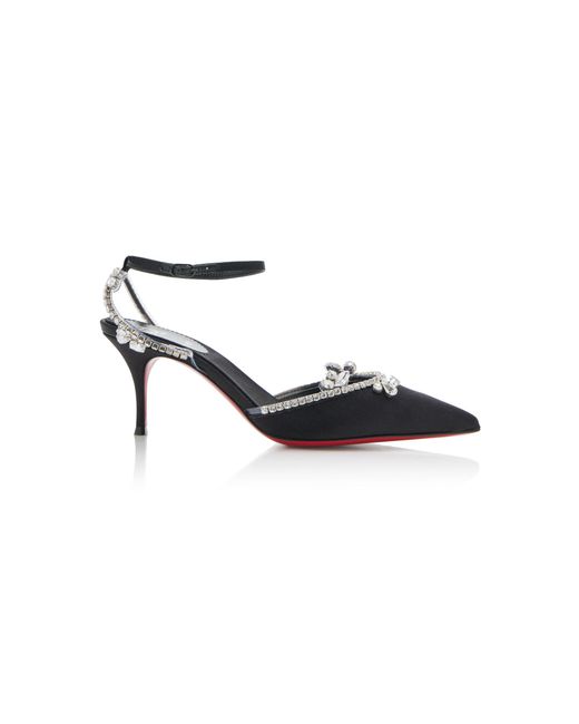 Christian Louboutin Black Marykate Queen 70mm Crystal-embellished Crepe Satin Pumps