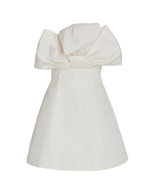 Carolina Herrera White Bow-accented Silk Mini Dress