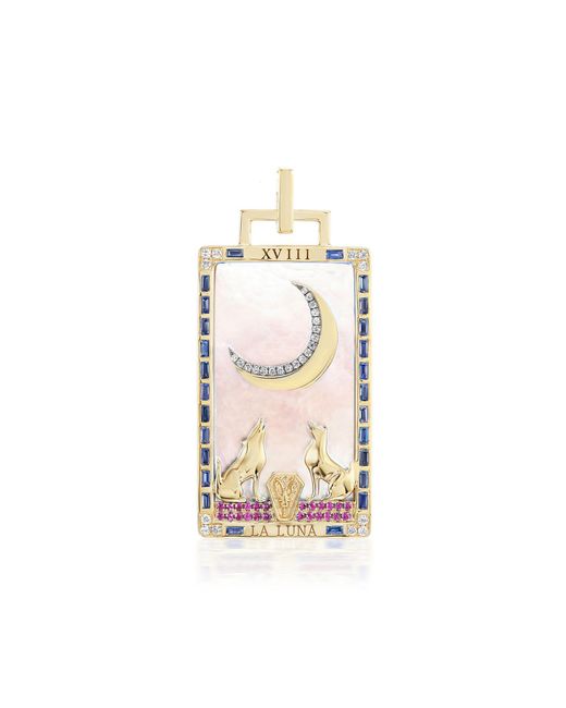 Sorellina White La Luna Piccola 18K Multi-Stone Tarot Card Pendant
