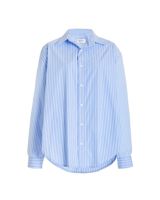Matteau Blue Oversized Striped Cotton Shirt