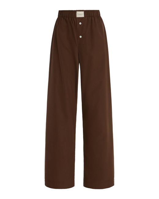 Comme Si Brown La Boxer Alta Striped Cotton-Poplin Pants