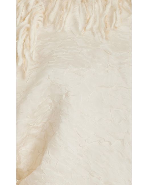 Christopher Esber White Villus Feather-trimmed Crinkled-silk Maxi Dress