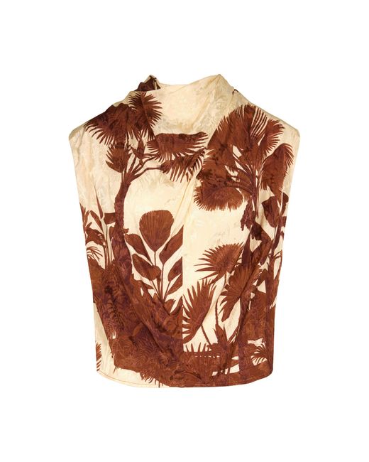 Johanna Ortiz Brown Island Stories Cowl-neck Top