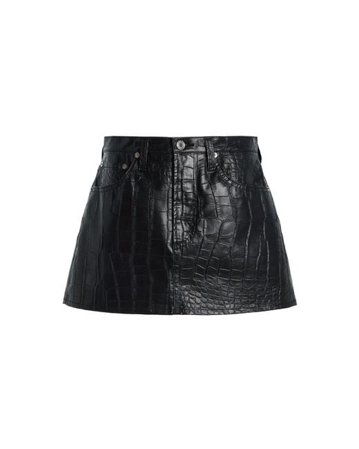 Agolde Black Keira Croc-Effect Faux-Leather Mini Skirt