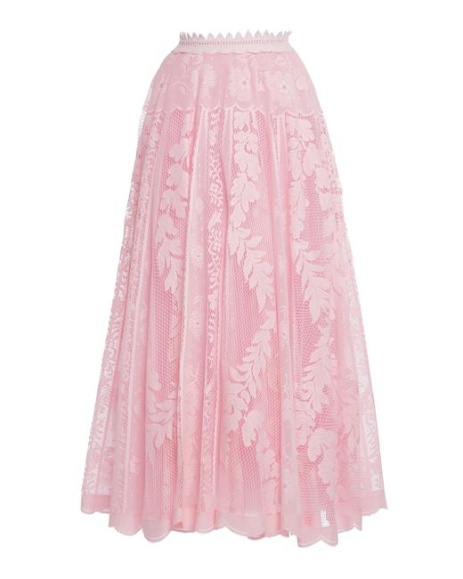 Giambattista Valli Pink Macrame Midi Skirt