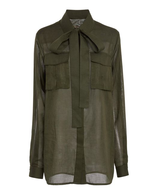 Elie Saab Green Organdy Cotton Shirt