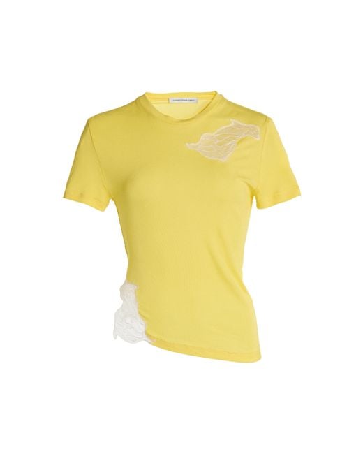 Christopher Esber Yellow Delphin Lace-Trimmed Jersey T-Shirt