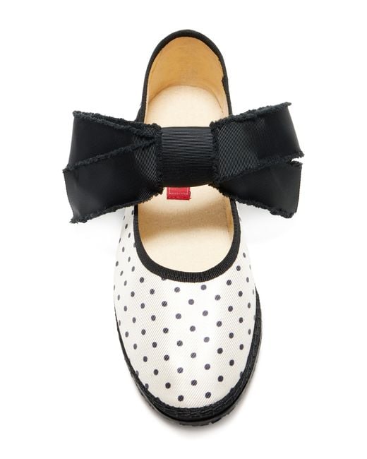 Vibi Venezia Black Exclusive Riviera Convertible Bow Polka-Dot Silk Mary Jane Flats