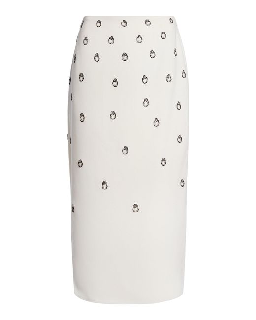 Victoria Beckham Natural Embroidered Wrap Midi Skirt
