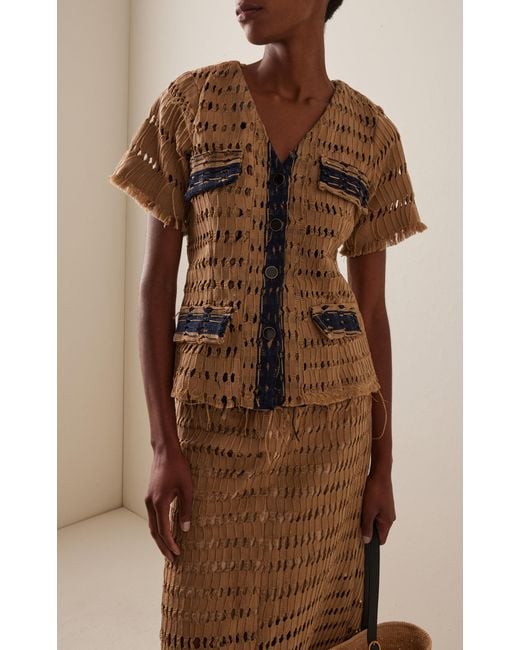 Busayo Brown Lara Openwork Cotton Top