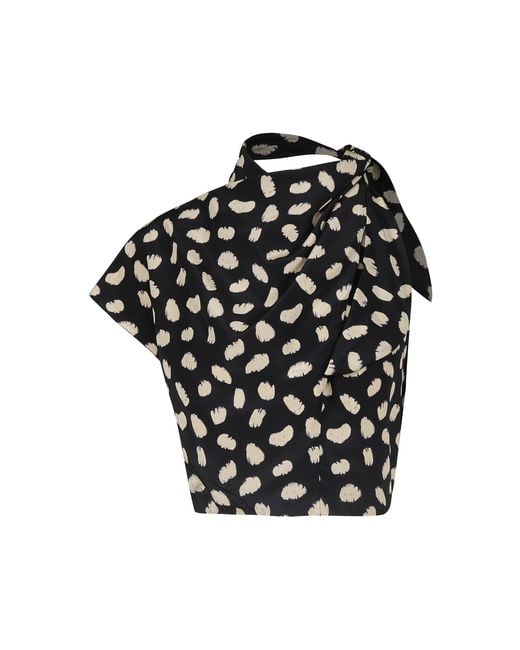 Johanna Ortiz Black Evening Current Silk Crop Top