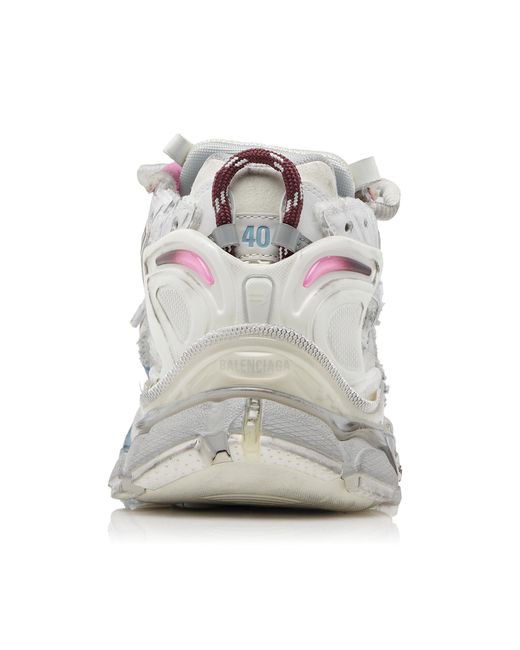 Balenciaga White Runner Gradient Mesh; Rubber Sneakers