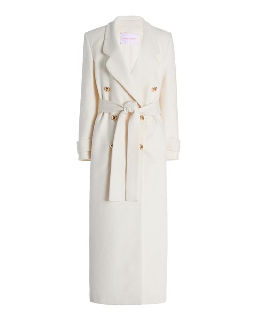 Carolina Herrera White Double-breasted Wool-blend Coat