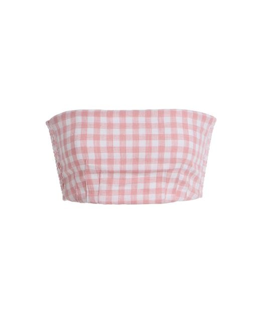 Posse Pink Exclusive Riviera Paige Gingham Linen Crop Top