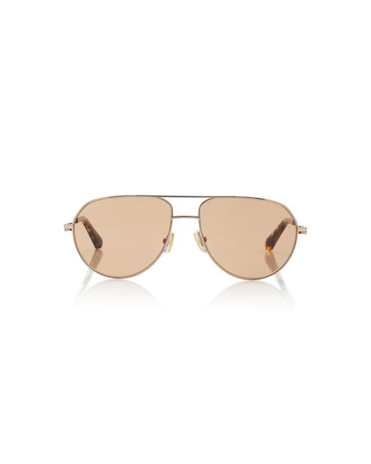 Bottega Veneta Natural Aviator-frame Metal Sunglasses