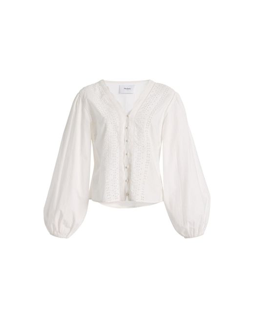 Merlette White Eva Cotton-Poplin Top