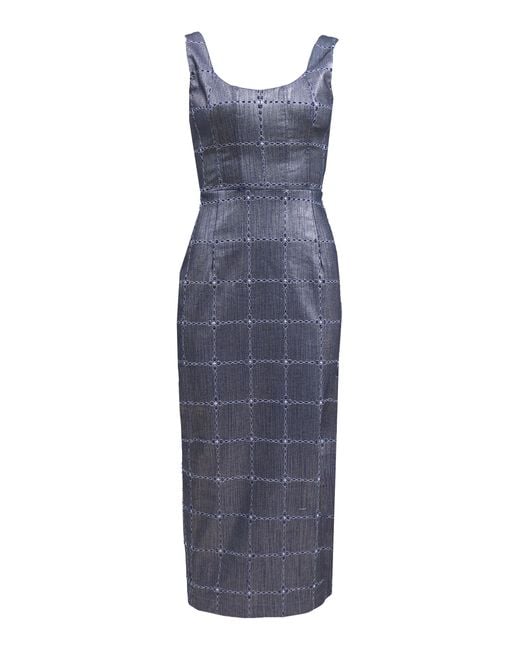 Francesca Miranda Blue Sylvie Cotton Midi Dress