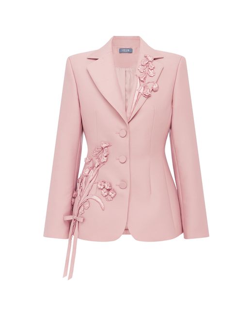 LEO LIN Pink Lisa Applique Fitted Blazer