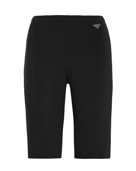 Prada Black Logo-Detailed Stretch-Jersey Biker Shorts